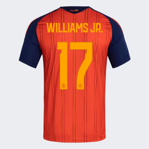 Spain_26_Home_Williams_Jr_Jersey_Red_KW7714_02_laydown Spain 26 Home Williams Jr Jersey #17