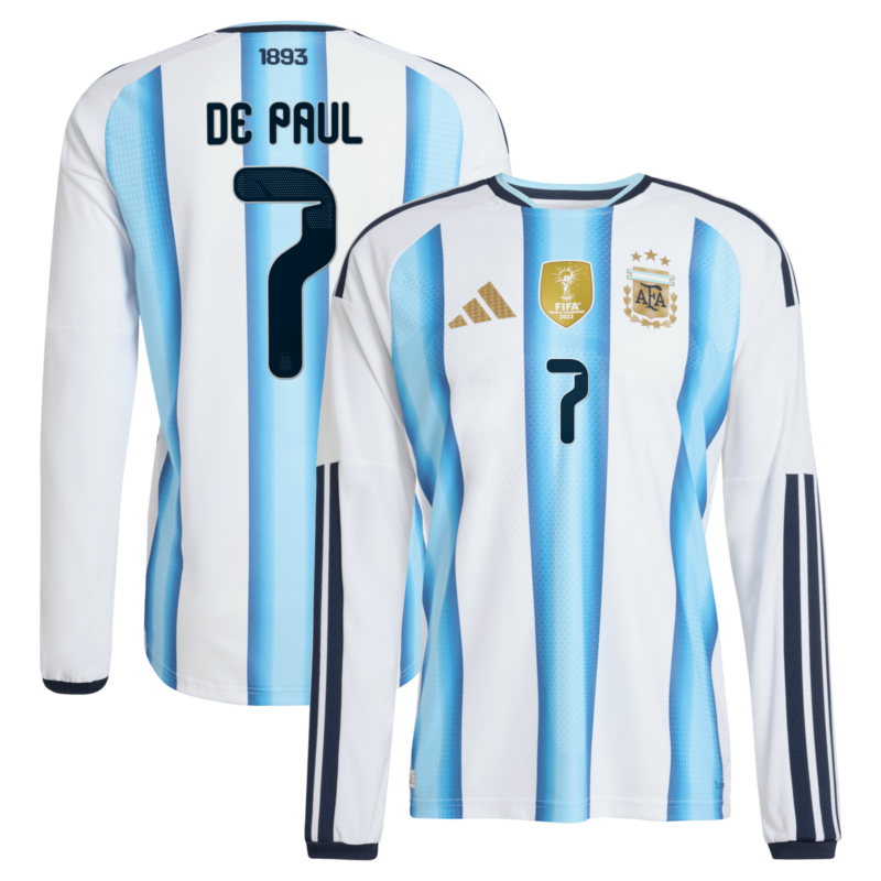 A2B image: argentina-adidas-home-authentic-shirt-2026-long-sleeve-with-de-paul-7-printing Argentina adidas Home Authentic Shirt 2026 - Long sleeve with De Paul 7 printing