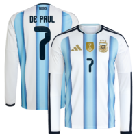Argentina adidas Home Shirt 2026 -Long sleeve with De Paul 7 printing