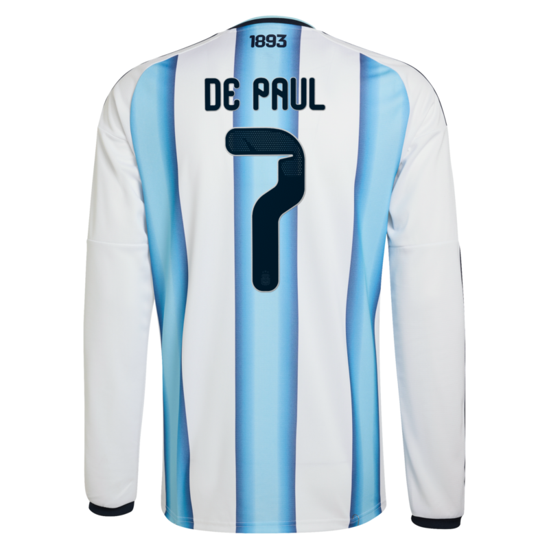 Argentina adidas Home Shirt 2026 -Long sleeve with De Paul 7 printing
