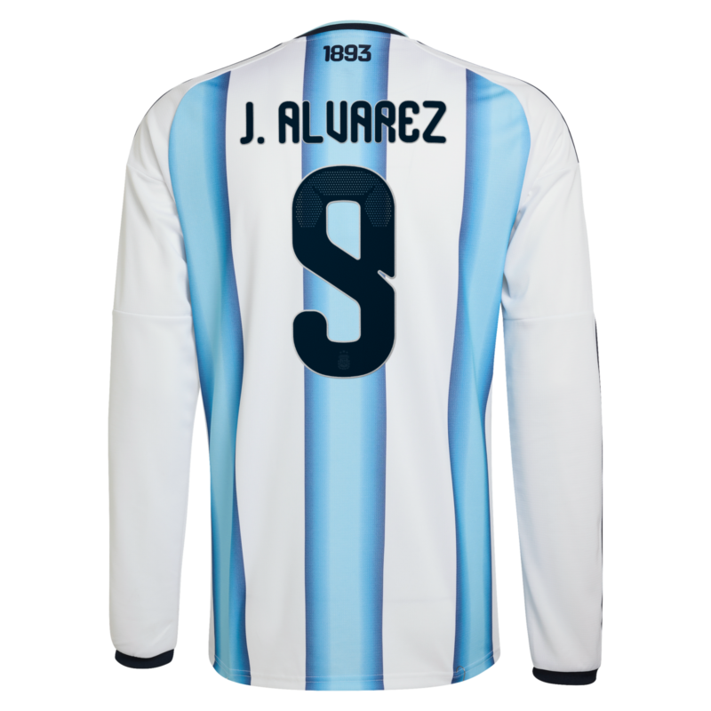 A2B image: argentina-adidas-home-shirt-2026-long-sleeve-with-j-alvarez-9-printing Argentina adidas Home Shirt 2026 -Long sleeve with J. Alvarez 9 printing