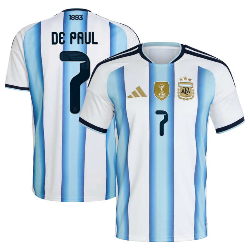 Argentina adidas Home Shirt 2026 with De Paul 7 printing