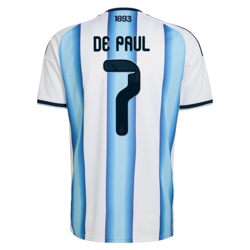 Argentina adidas Home Shirt 2026 with De Paul 7 printing