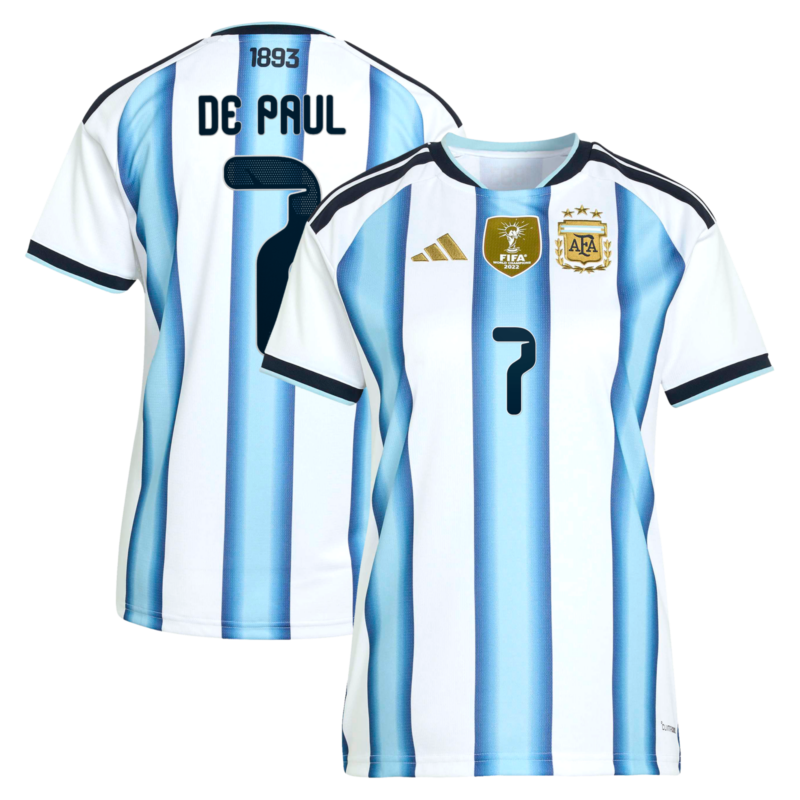 Argentina adidas Home Shirt 2026 - Womens with De Paul 7 printing