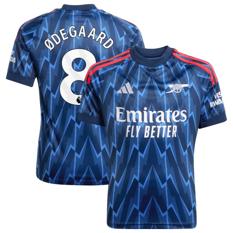 A2B image: arsenal-adidas-away-shirt-2025-26-kids-with-odegaard-8-printing Arsenal adidas Away Shirt 2025-26 - Kids with Ødegaard 8 printing