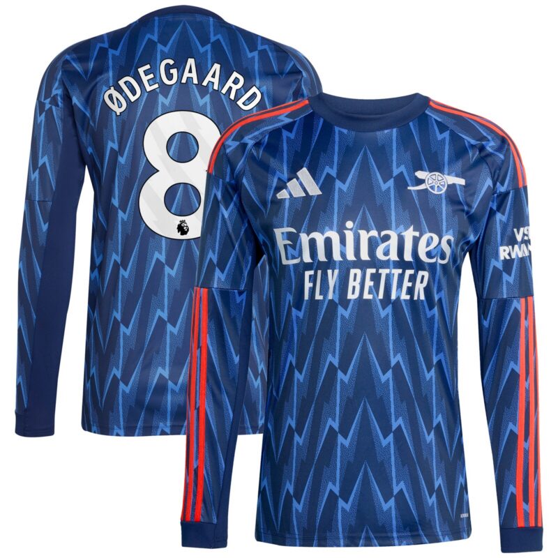 Arsenal adidas Away Shirt 2025-26 - Long Sleeve with Ødegaard 8 printing