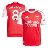 Arsenal adidas Home Authentic Shirt 2025-26 with Ødegaard 8 printing