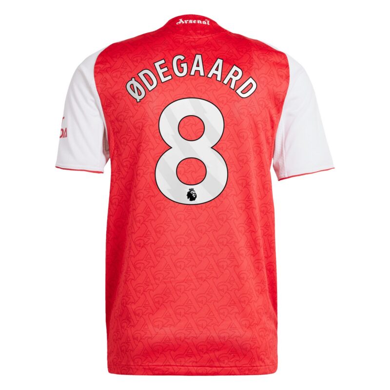 Arsenal adidas Home Authentic Shirt 2025-26 with Ødegaard 8 printing