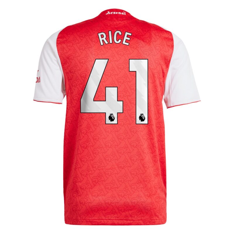 Arsenal adidas Home Authentic Shirt 2025-26 with Rice 41 printing