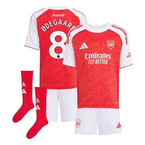 Arsenal adidas Home Minikit 2025-26 with Ødegaard 8 printing