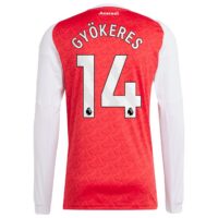Arsenal adidas Home Shirt 2025-26 - Long Sleeve with Gyökeres 14 printing