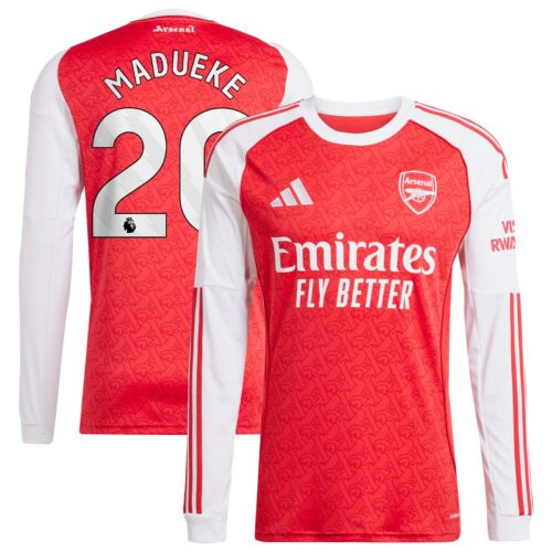 Arsenal adidas Home Shirt 2025-26 - Long Sleeve with Madueke 20 printing