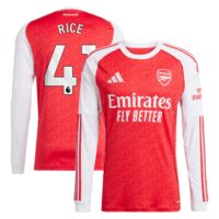 A2B image: arsenal-adidas-home-shirt-2025-26-long-sleeve-with-rice-41-printing Arsenal adidas Home Shirt 2025-26 - Long Sleeve with Rice 41 printing