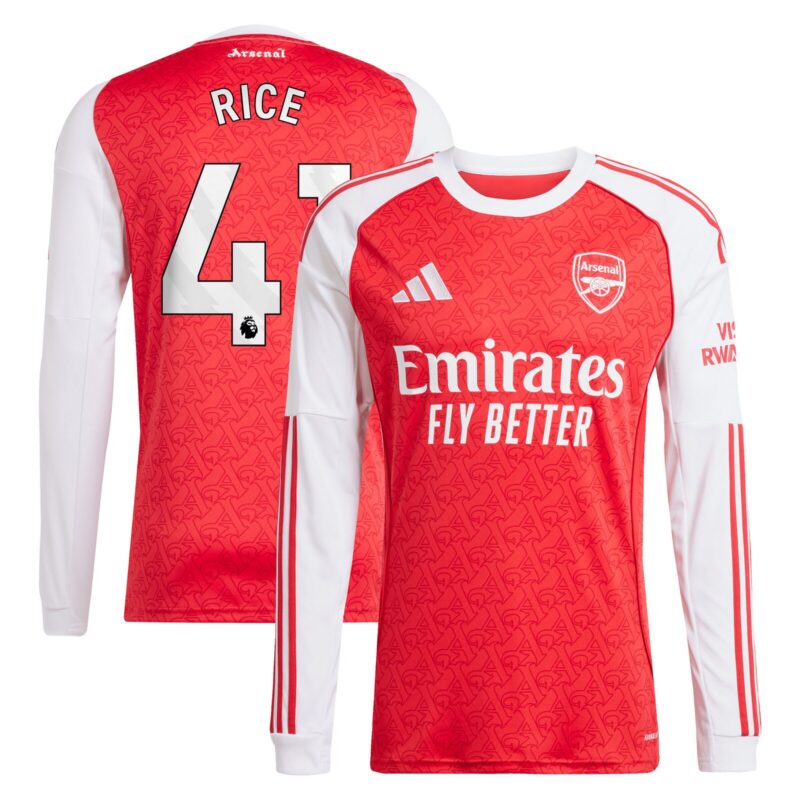 A2B image: arsenal-adidas-home-shirt-2025-26-long-sleeve-with-rice-41-printing Arsenal adidas Home Shirt 2025-26 - Long Sleeve with Rice 41 printing