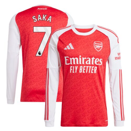 Arsenal adidas Home Shirt 2025-26 - Long Sleeve with Saka 7 printing
