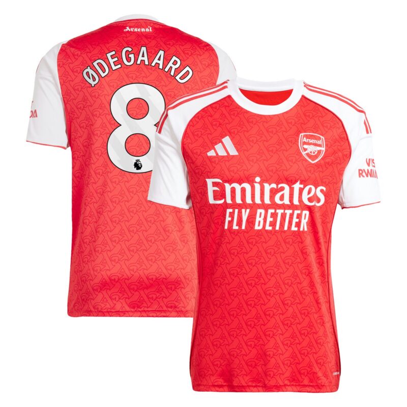 Arsenal adidas Home Shirt 2025-26 with Ødegaard 8 printing