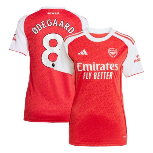 Arsenal adidas Home Shirt 2025-26 - Womens with Ødegaard 8 printing