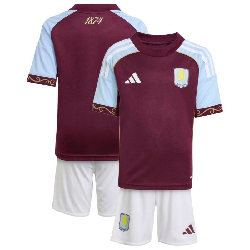 A2B image: aston-villa-adidas-home-replica-mini-kit-2025-26 Aston Villa adidas Home Replica Mini Kit 2025-26
