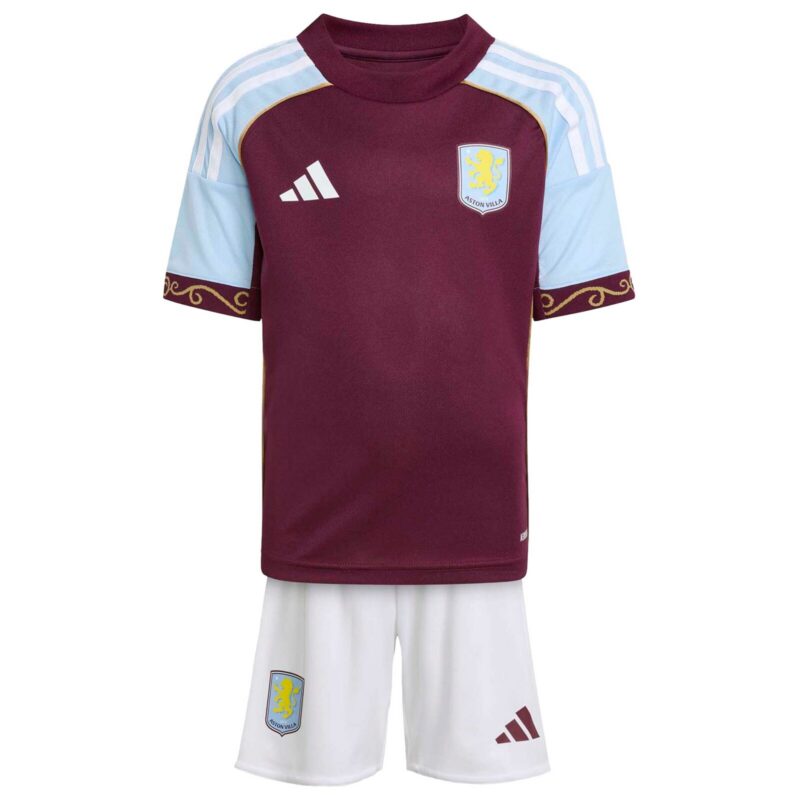 A2B image: aston-villa-adidas-home-replica-mini-kit-2025-26 Aston Villa adidas Home Replica Mini Kit 2025-26