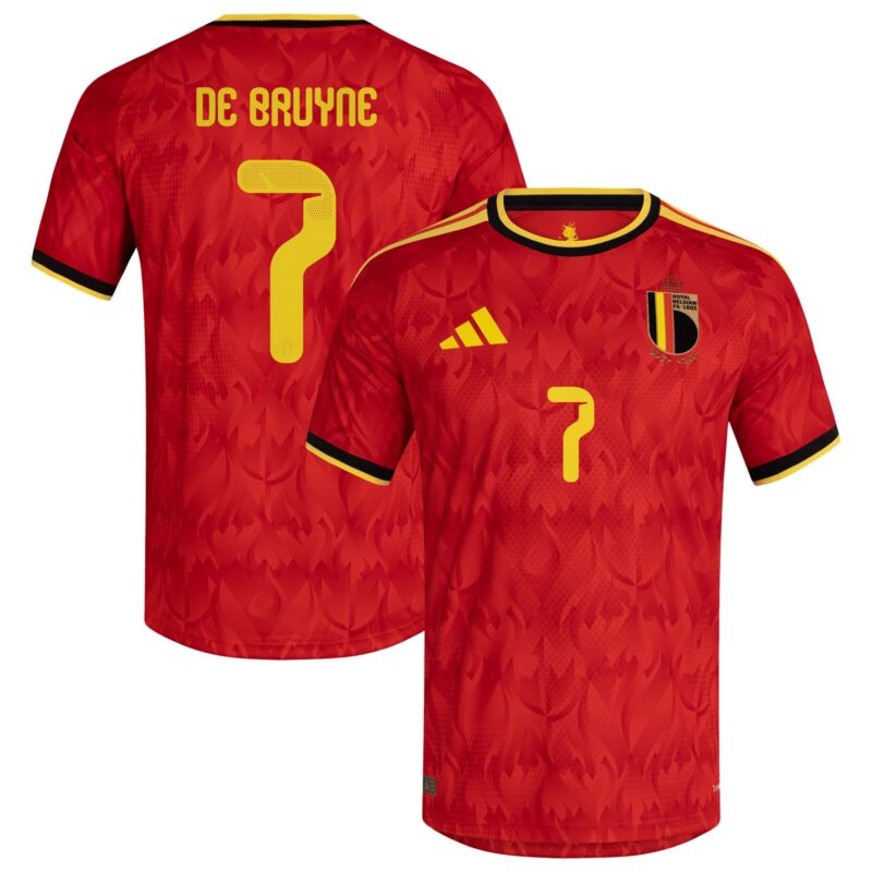 Belgium adidas Home Authentic Shirt 2026 with De Bruyne 7 printing