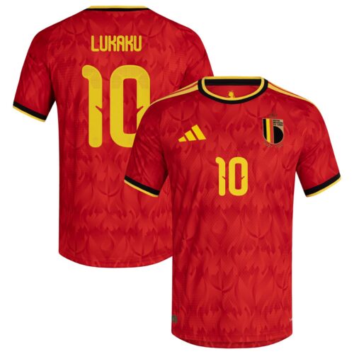 Belgium adidas Home Authentic Shirt 2026 with Lukaku 10 printing