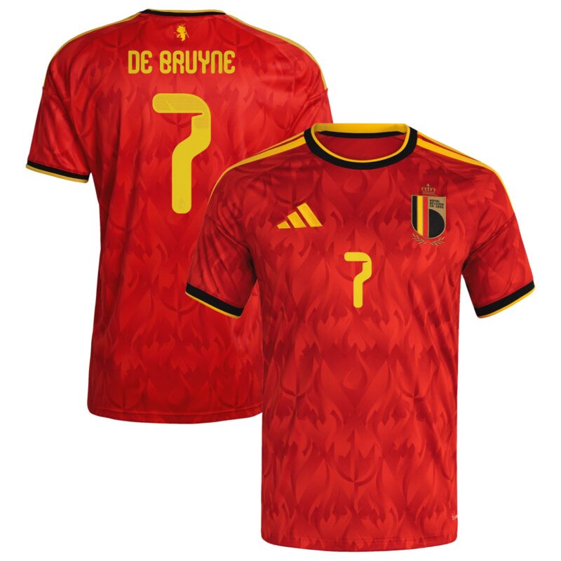 Belgium adidas Home Shirt 2026 with De Bruyne 7 printing