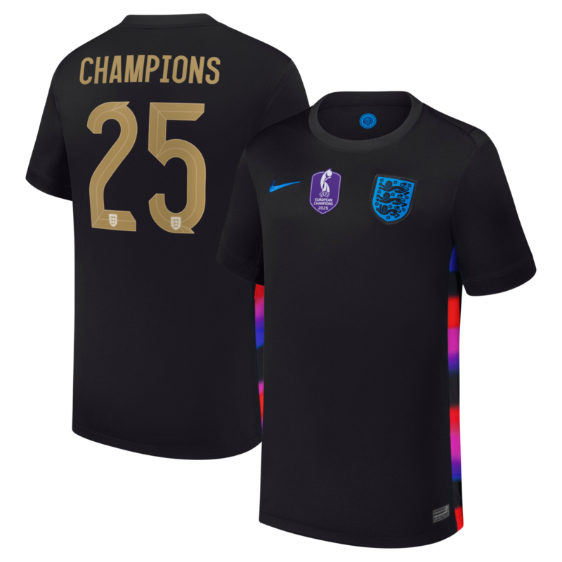 A2B image: england-lionesses-nike-away-stadium-shirt-2025-kids-with-champions-25-printing England Lionesses Nike Away Stadium Shirt 2025 - Kids with Champions 25 printing