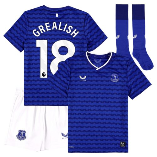 Everton Castore Home Infant Kit 2025-26 with Grealish 18 printing