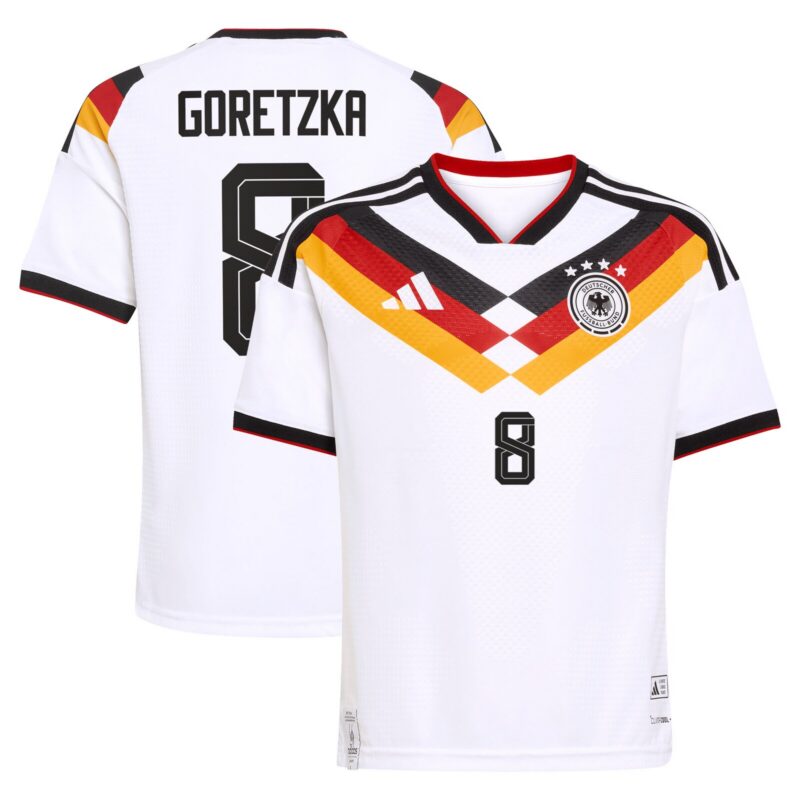 A2B image: germany-national-team-adidas-home-authentic-shirt-2026-kids-with-goretzka-8-printing Germany National Team adidas Home Authentic Shirt 2026 - Kids with Goretzka 8 printing