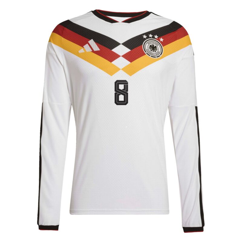 Germany National Team adidas Home Authentic Shirt 2026 - Long Sleeve with Goretzka 8 printing