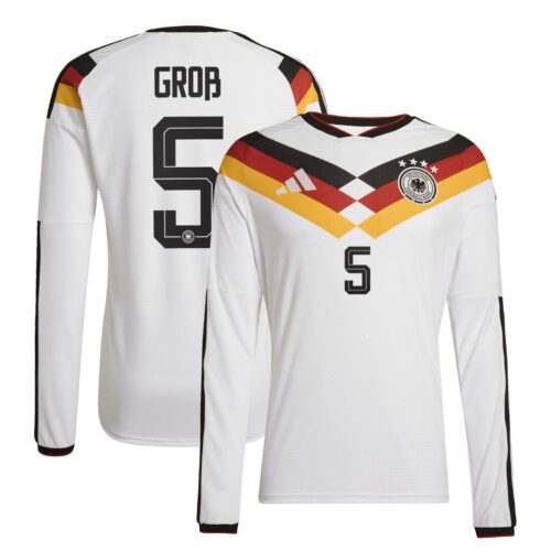 Germany National Team adidas Home Authentic Shirt 2026 - Long Sleeve with Groß 5 printing