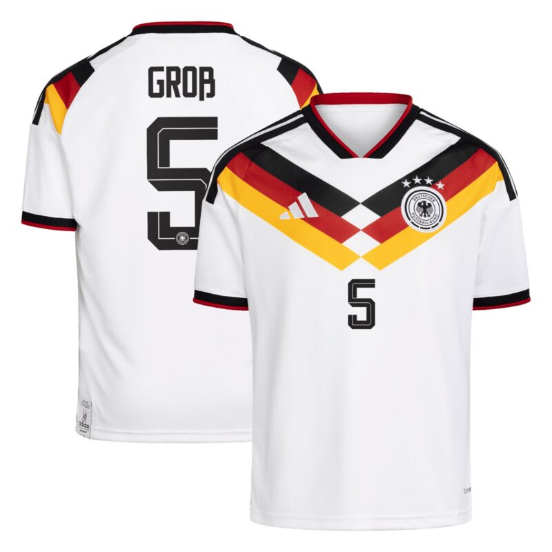 A2B image: germany-national-team-adidas-home-shirt-2026-kids-with-gros-5-printing Germany National Team adidas Home Shirt 2026 - Kids with Groß 5 printing