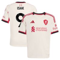 Liverpool adidas Away Shirt 2025-26 - Kids with Isak 9 printing
