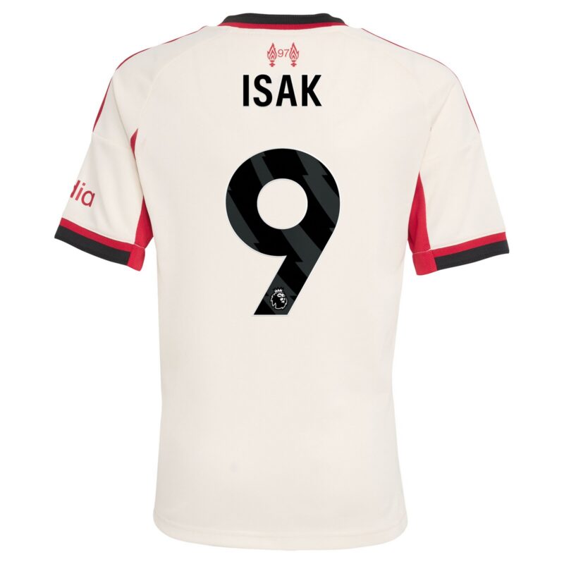 Liverpool adidas Away Shirt 2025-26 - Kids with Isak 9 printing