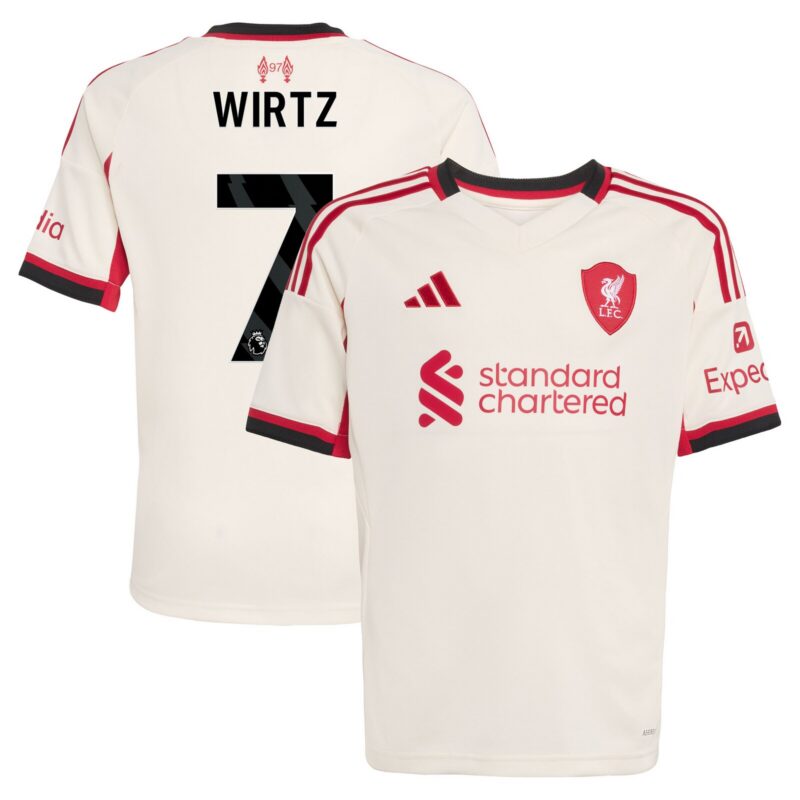 A2B image: liverpool-adidas-away-shirt-2025-26-kids-with-wirtz-7-printing Liverpool adidas Away Shirt 2025-26 - Kids with Wirtz 7 printing