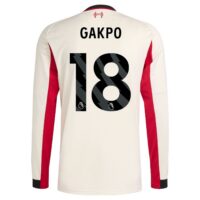 Liverpool adidas Away Shirt 2025-26 - Long Sleeve with Gakpo 18 printing