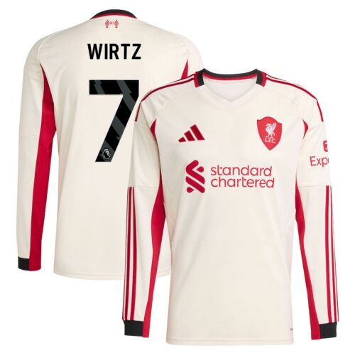 Liverpool adidas Away Shirt 2025-26 - Long Sleeve with Wirtz 7 printing