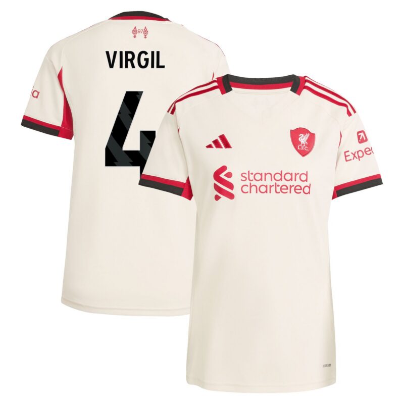 Liverpool adidas Away Shirt 2025-26 - Womens with Virgil 4 printing