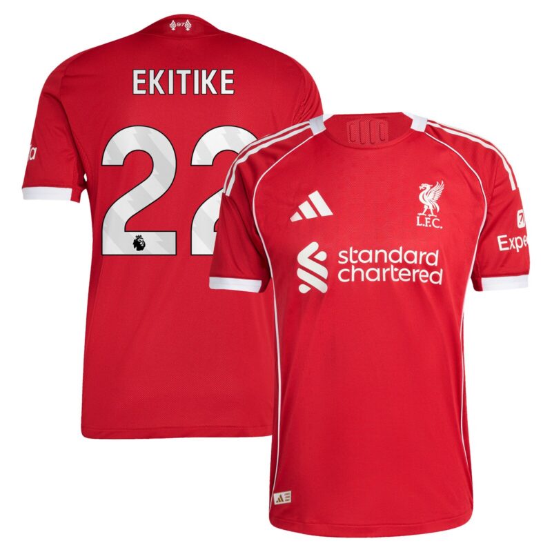 A2B image: liverpool-adidas-home-authentic-shirt-2025-26-with-ekitike-22-printing Liverpool adidas Home Authentic Shirt 2025-26 with Ekitike 22 printing
