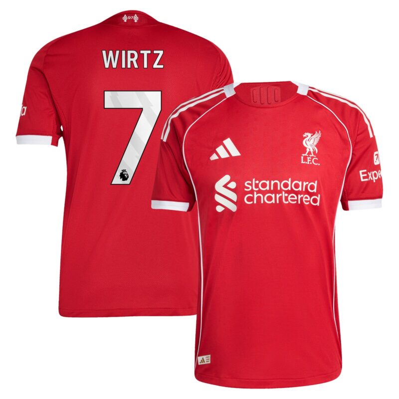 A2B image: liverpool-adidas-home-authentic-shirt-2025-26-with-wirtz-7-printing Liverpool adidas Home Authentic Shirt 2025-26 with Wirtz 7 printing