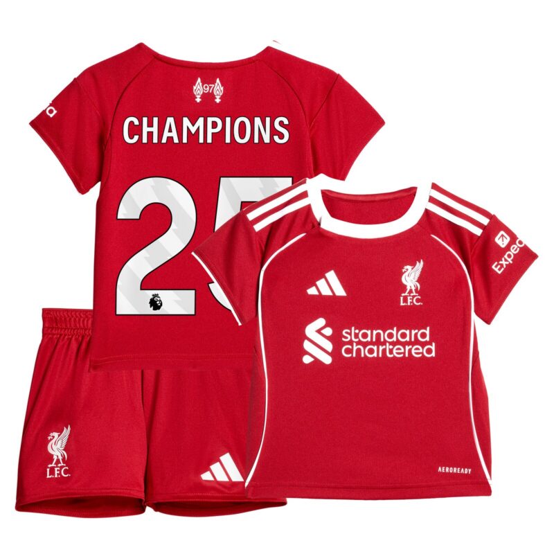 A2B image: liverpool-adidas-home-babykit-2025-26-with-champions-25-printing Liverpool adidas Home Babykit 2025-26 with Champions 25 printing