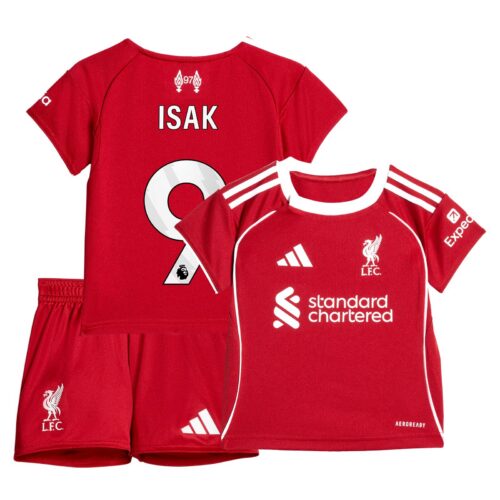 Liverpool adidas Home Babykit 2025-26 with Isak 9 printing