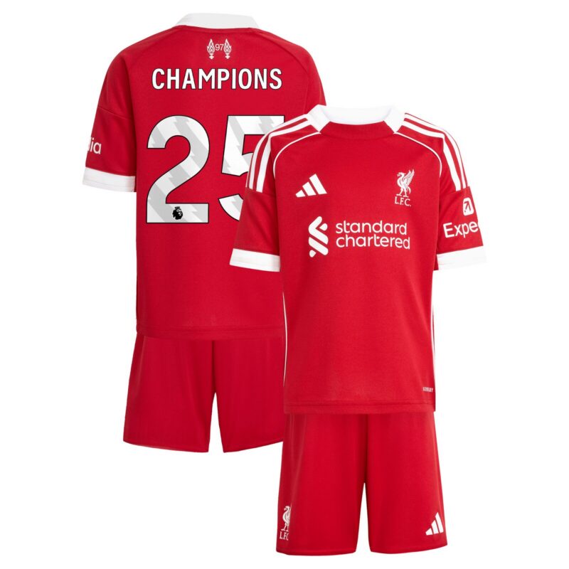 A2B image: liverpool-adidas-home-minikit-2025-26-with-champions-25-printing Liverpool adidas Home Minikit 2025-26 with Champions 25 printing