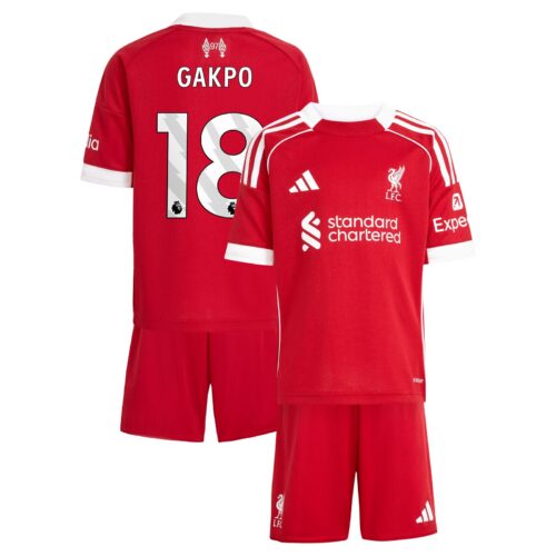 Liverpool adidas Home Minikit 2025-26 with Gakpo 18 printing