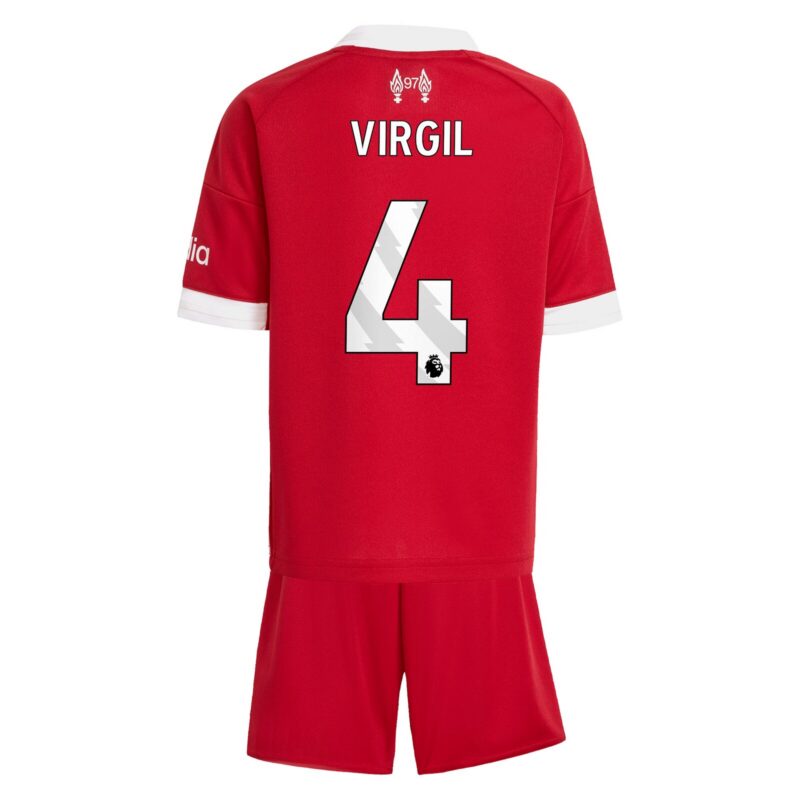 Liverpool adidas Home Minikit 2025-26 with Virgil 4 printing