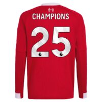 Liverpool adidas Home Shirt 2025-26 - Kids - Long sleeve with Champions 25 printing