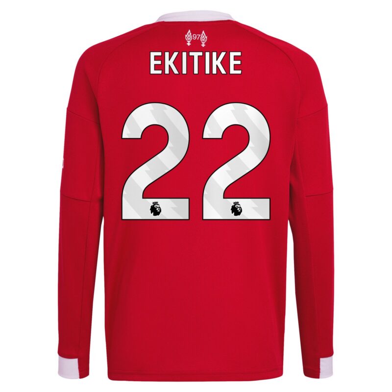 Liverpool adidas Home Shirt 2025-26 - Kids - Long sleeve with Ekitike 22 printing