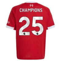 A2B image: liverpool-adidas-home-shirt-2025-26-kids-with-champions-25-printing Liverpool adidas Home Shirt 2025-26 - Kids with Champions 25 printing