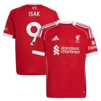 A2B image: liverpool-adidas-home-shirt-2025-26-kids-with-isak-9-printing Liverpool adidas Home Shirt 2025-26 - Kids with Isak 9 printing