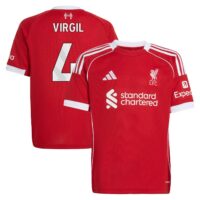 A2B image: liverpool-adidas-home-shirt-2025-26-kids-with-virgil-4-printing Liverpool adidas Home Shirt 2025-26 - Kids with Virgil 4 printing
